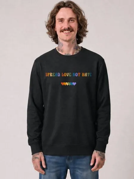 watapparel watapparel Sweatshirt Unisex Spread Love not Hate, Black, – Produktbild 2 von 2