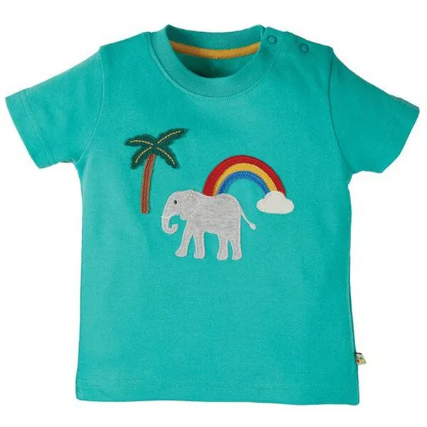 Frugi Frugi T-Shirt Elefant in Pazifik-grün – Produktbild 1 von 3