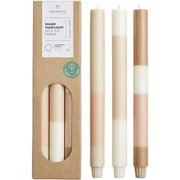Originalhome Originalhome Kerzen im Streifendesign – 3er-Set, offwhite, Weiß, – Produktbild 1 von 1