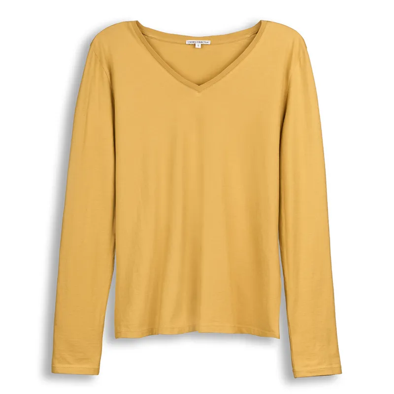 Living Crafts LIVING CRAFTS - Damen Langarm-Shirt - Gelb (100% Bio-Baumwolle), Nachhaltige Mode, Bio Bekleidung, Gelb, – Produktbild 1 von 2