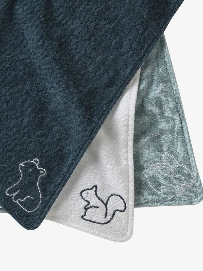 Vertbaudet 3er-Pack Baby Schlupflätzchen BASIC, Pack graublau waldfreunde, – Produktbild 3 von 4