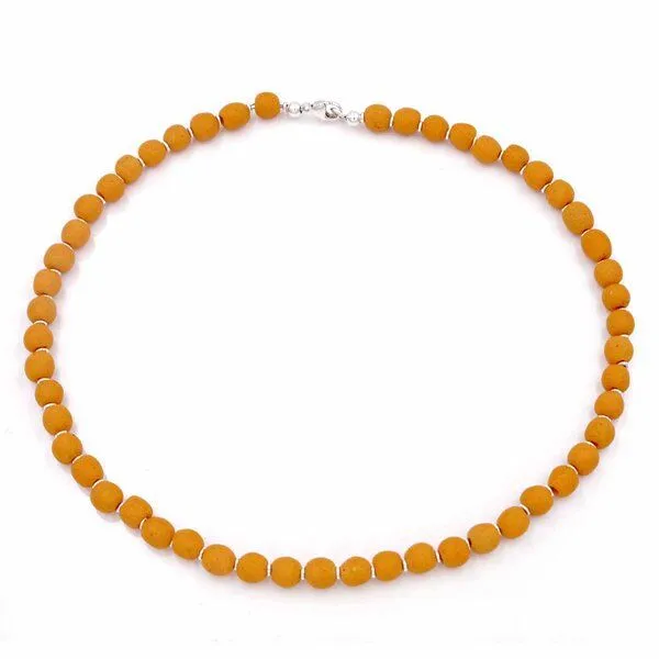 Mekhada Mekhada Halskette mit Silber und Perlen aus Recycling Glas, 46 cm, Gelb, – Produktbild 1 von 2