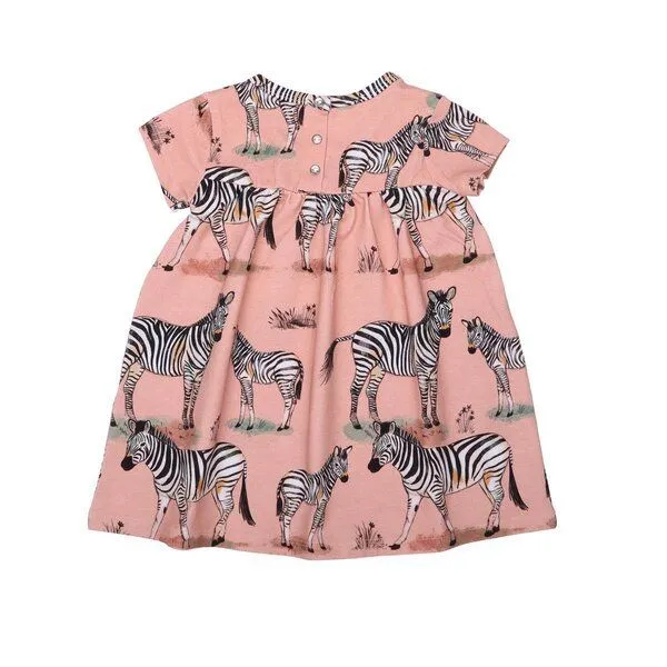 Walkiddy Baby Set Kleid + Leggings GOTS zertifiziert, rosa, Zebra-Allover, Kurzarm, Bio-Baumwolle – Walkiddy – Produktbild 3 von 3