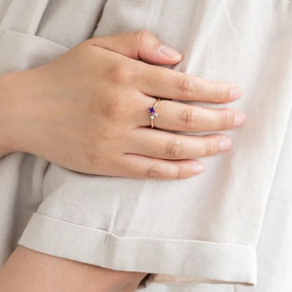 Eppi Eppi Silberner Cluster Ring mit Amethyst und Edelsteinen Roche, Gelb, – Produktbild 3 von 4