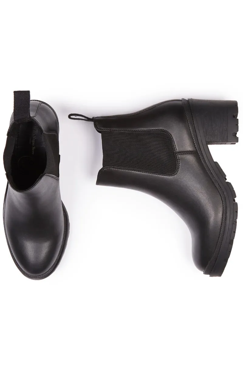 Will's Vegan Store Will's Vegan Store Damen vegan Chelsea Boots Absatz Schwarz, Schwarz, – Produktbild 1 von 2