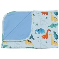 Walkiddy Babydecke GOTS zertifiziert – Blau mit Dinosauriermotiven, weich & kuschelig | von Walkiddy – Produktbild 1 von 1
