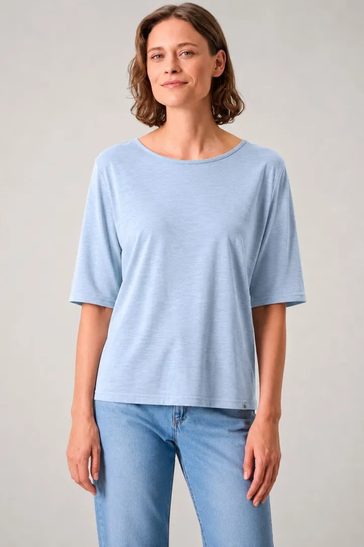 HempAge Hempage Damen vegan T-Shirt, Lässige Passform Rauchblau, Blau, – Produktbild 2 von 2