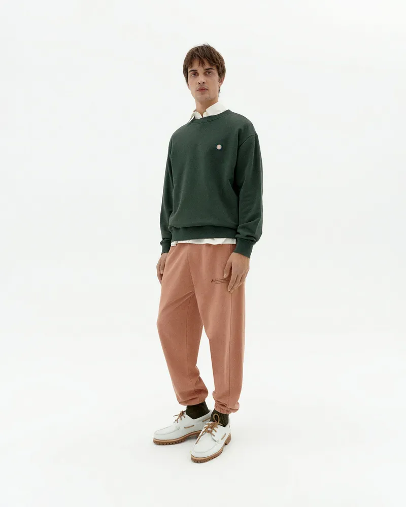 thinking mu Thinking MU Herren vegan Sweatshirt Leon Coral Rücken Sun Print Grün, Dunkelgrün, – Produktbild 1 von 2