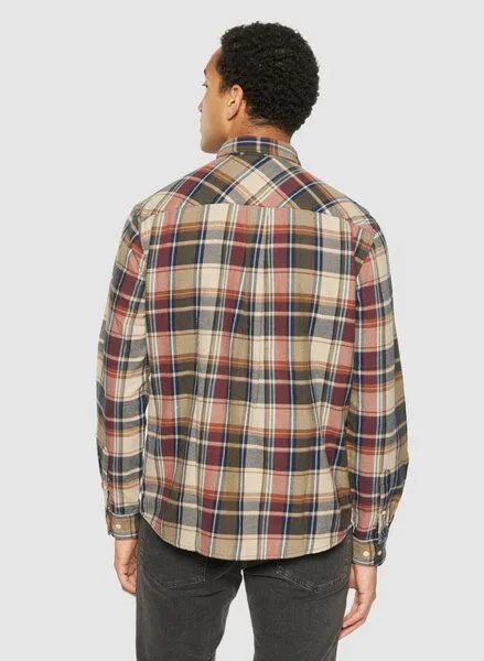KnowledgeCotton Apparel KnowledgeCotton Apparel Kariertes Hemd CHECKERED SHIRT Flanell aus Bio-Baumwolle, Braun (multicheck), – Produktbild 3 von 5
