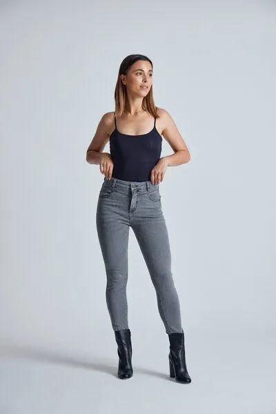 Flax and Loom Flax and Loom High Waist Skinny Jeans Modell: Nina, Silver (grau), – Produktbild 3 von 6