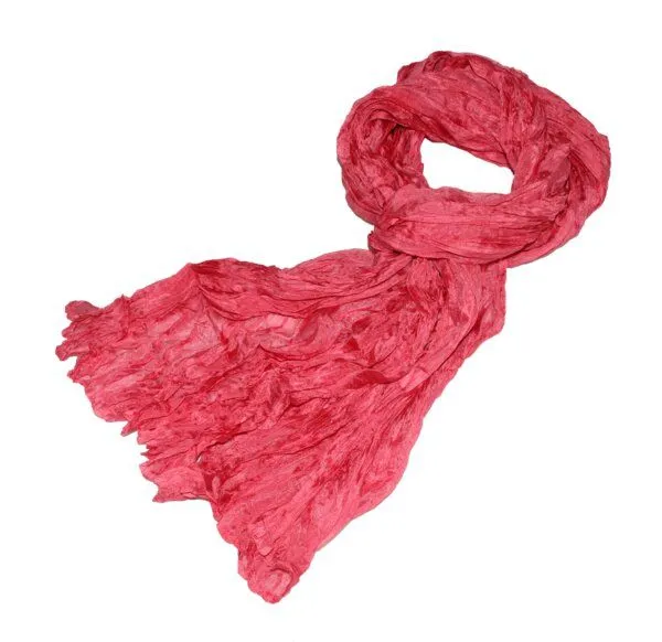 Schönes aus Indochina Schönes aus Indochina Seidenschal Crinkle einfarbig, Rotpink, – Produktbild 2 von 3