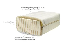 Lonsberg Lonsberg Naturlatex-Matratze 90x200 cm (mittelweich) Lyocell-Bezug, versteppt, abnehmbar – Produktbild 1 von 1
