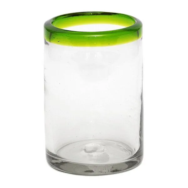 GLOBO Fair Trade GLOBO Fair Trade Glas AGUA aus Recyclingglas, mundgeblasen, Grüner rand, – Produktbild 1 von 1