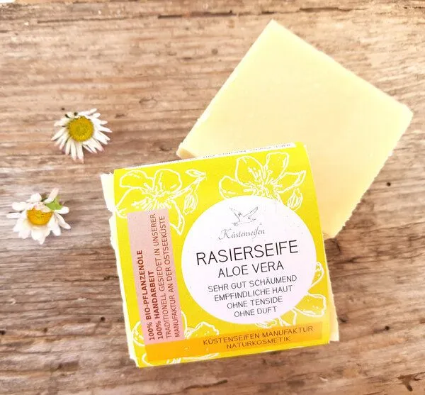 Küstenseifen Manufaktur Küstenseifen Manufaktur BIO-RASIERSEIFE ALOE VERA ohne Duftstoffe – Produktbild 1 von 2