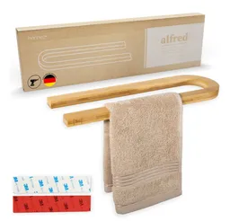 HENNEZ Handtuchhalter Handtuchstange ohne Bohren - Handtuchhalter Wand, Handtuchhalter Bad aus Bambus – Produktbild 1 von 1