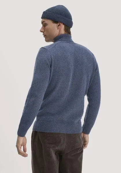 hessnatur hessnatur Rollkragen-Pullover Regular aus Bio-Merinowolle und Bio-Baumwolle, Mitternachtsblau, – Produktbild 2 von 4