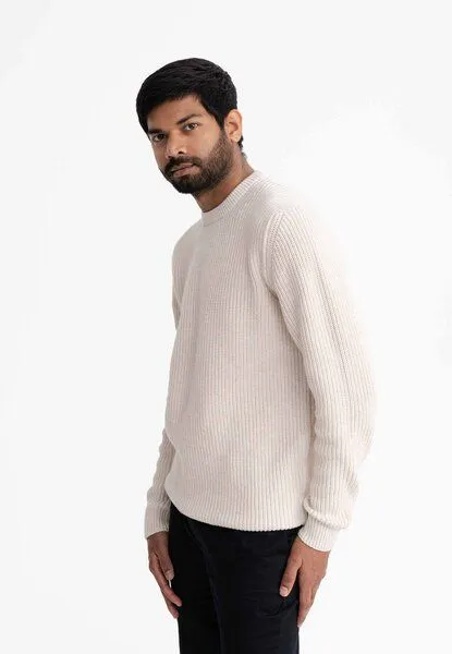 MELA MELA Strickpullover RAVI aus 100% Bio-Baumwolle, Cream melange, – Produktbild 2 von 4