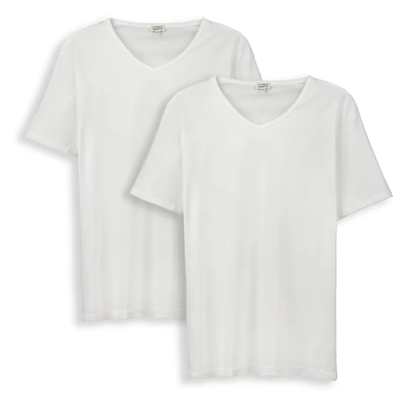 Living Crafts Living Crafts Herren T-Shirt, 2er-Pack (100% Bio-Baumwolle), Weiß, – Produktbild 2 von 8