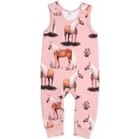 Walkiddy Baby Strampler GOTS zertifiziert Bio-Baumwolle Rosa Pferde-Print langarm – Walkiddy – Produktbild 1 von 1