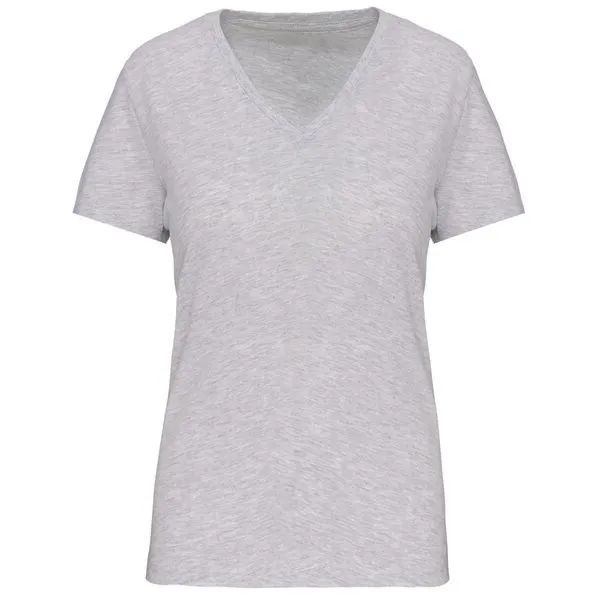 Greenspired Greenspired Basic Bio Damen T-Shirt mit V-Ausschnitt XS- 3 XL, Meliertes grau, – Produktbild 1 von 1