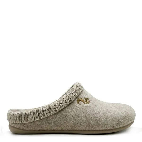 thies Hausschuh "thies ® Rec Cozy Slipper" aus weichem, recyceltem Wollfilz, Off white, – Produktbild 1 von 4