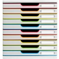 Exacompta Exacompta Schubladenbox Modulo "Black Office", DIN A4+, 10 Schubladen, weiß/harlekin – Produktbild 1 von 1