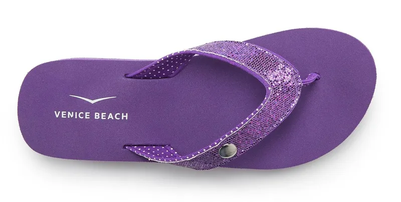 VENICE BEACH VENICE BEACH Sandale, Badeschuh, Badelatsche, Flip Flop, Badeschlappe, Pantolette Badezehentrenner Zehentrenner mit wasserabweisender und leichter Sohle VEGAN, Lila, – Produktbild 5 von 5