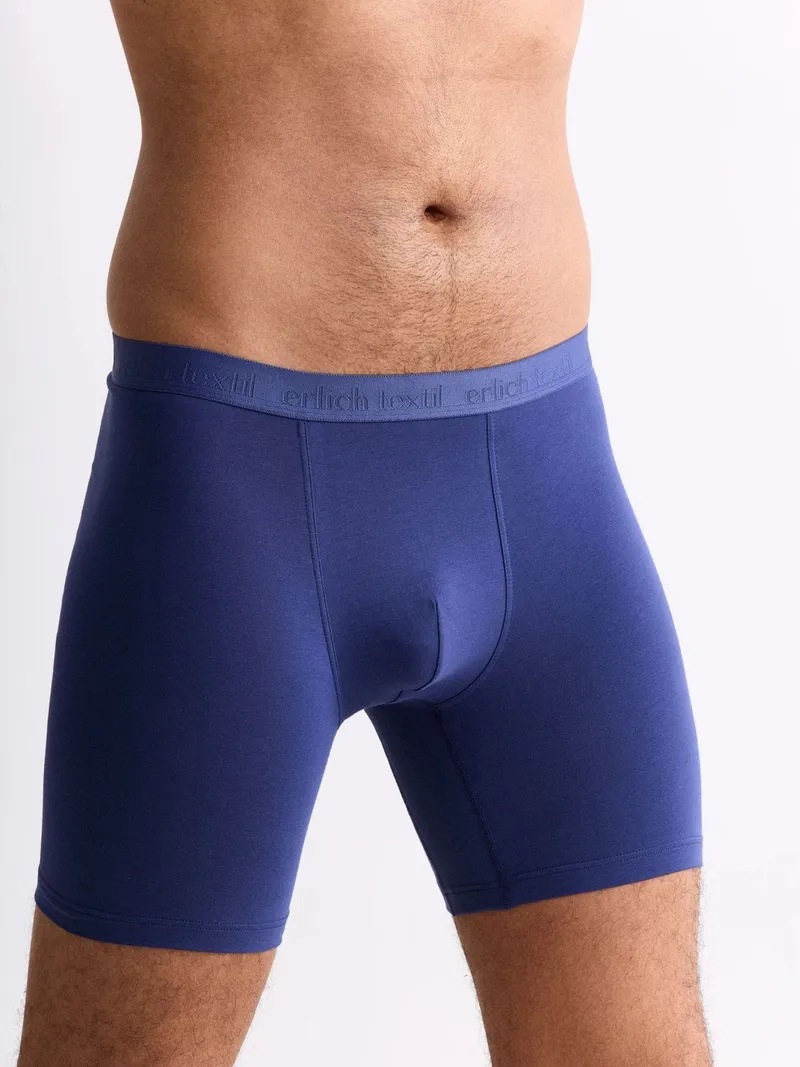 erlich textil erlich textil Casual Cotton lange Pants, enge lange Boxershorts aus Bio-Baumwolle, made in Europe, Petrolblau, – Produktbild 3 von 6