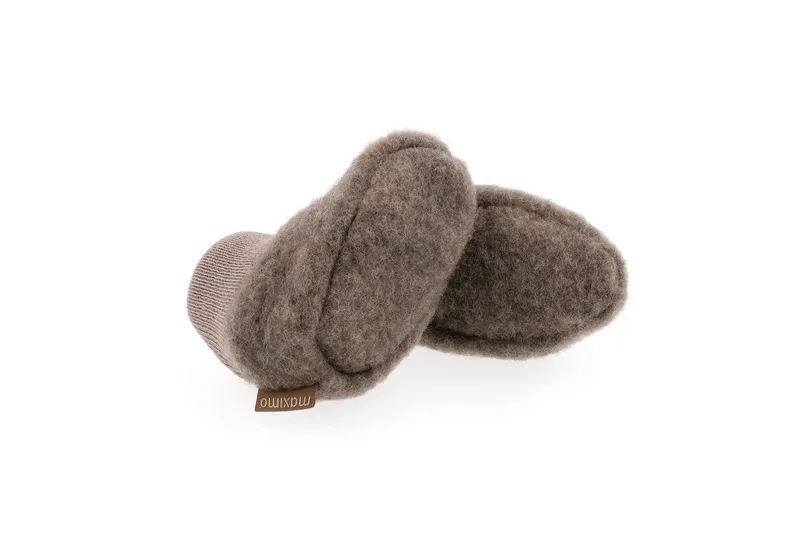 Maximo Maximo GOTS BABY-Schuhe, Wollfleece Strickbund Krabbelschuh, Braun, – Produktbild 2 von 4