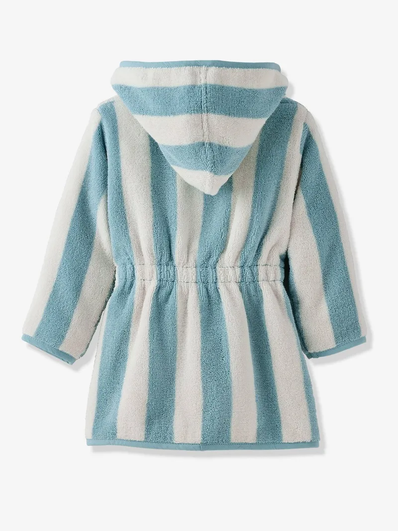 Vertbaudet Kinder Bademantel STRANDKORB Capsule FAMILY, Blau gestreift, – Produktbild 2 von 3