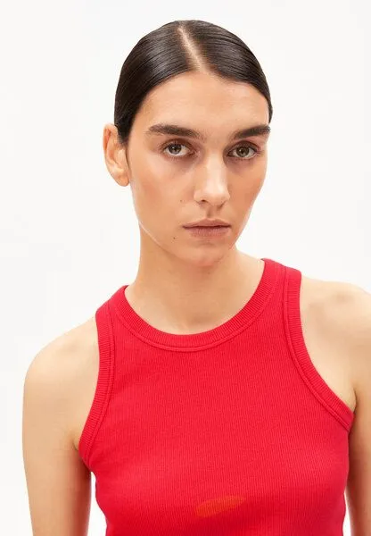 ARMEDANGELS ARMEDANGELS KANITAA Damen Ripp-Top aus Bio-Baumwoll Mix, Mars red, – Produktbild 3 von 4