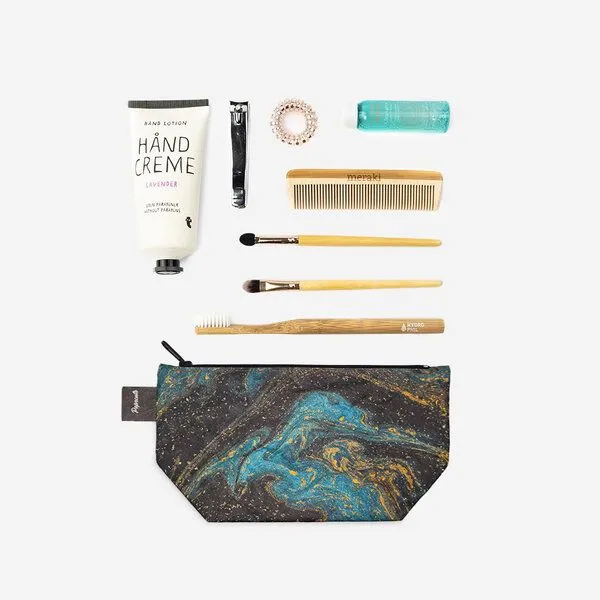 paprcuts paprcuts Kosmetiktasche, Saphire marble (blau gelb), – Produktbild 3 von 4