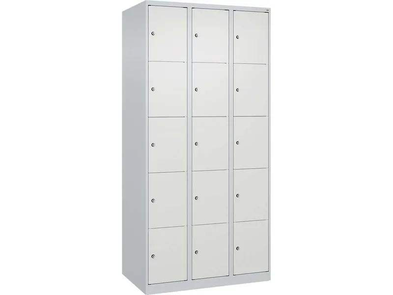 C+P C+P Schließfachschrank Classic PLUS, 15 Fächer, 1850x900x500mm, Lichtgrau/Verkehrsweiß – Produktbild 1 von 1