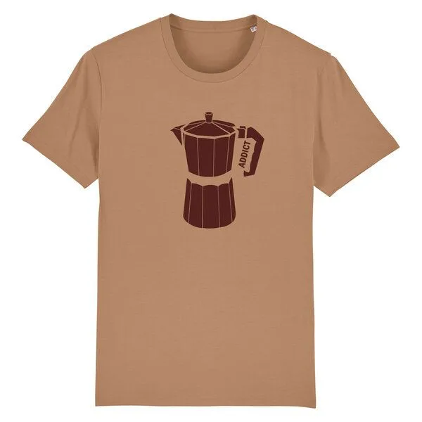 Spangeltangel Spangeltangel T-Shirt bedruckt, Kaffee Addict, Siebdruck, Herren, Bio-Baumwolle, Hellbraun, – Produktbild 1 von 4