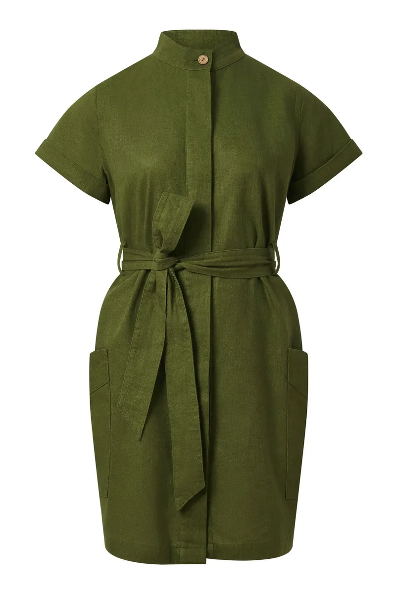 KOMODO KOMODO Damen vegan Kleid Rafiki Blend Khaki, Olivgrün, – Produktbild 1 von 2