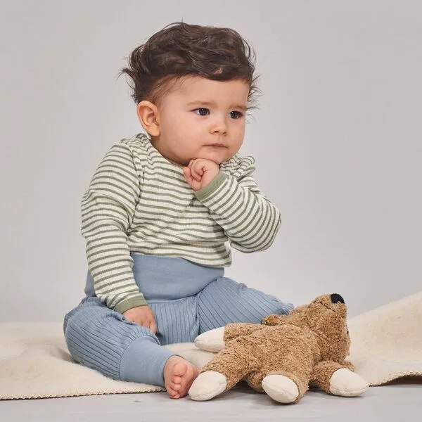 Sense Organics sense-organics Baby Body geringelt, Modell YVON, Salbeigrün-weiß geringelt, – Produktbild 2 von 4