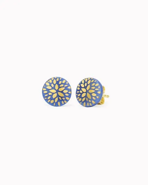 lille mus lille mus Porzellan-Ohrstecker BLUMENSTERN, Blau, – Produktbild 1 von 3