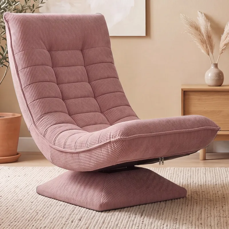 Casaria® Sessel Aberdeen Dunkelpink Cord 5fach verstellbar 360 Grad drehbar klappbar – Produktbild 2 von 2