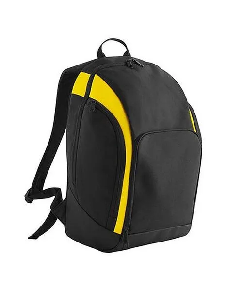 BagBase BagBase Rucksack Teamwear Internes Laptop Fach Organizer Fach Recyceltes Polyester, Schwarz/gelb, – Produktbild 2 von 4