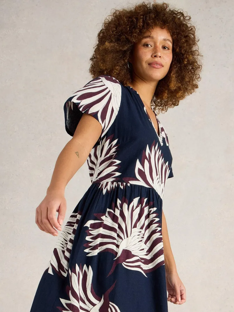 White Stuff White Stuff Kleid Clove aus Leinenmischung, Marine print, – Produktbild 3 von 4