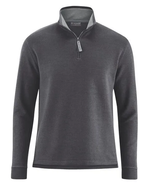 HempAge HempAge Herren Sweatware Troyer Hanf/Bio-Baumwolle, Anthrazit, – Produktbild 1 von 4