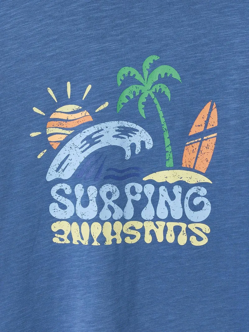 Vertbaudet Jungen T-Shirt mit Surfer-Motiv, Blau, – Produktbild 4 von 4
