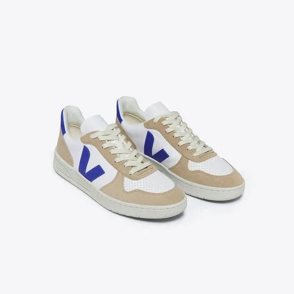 Veja Veja Sneaker Herren - V-10 Chromefree Leather, White paros sahara (blau), – Produktbild 2 von 3