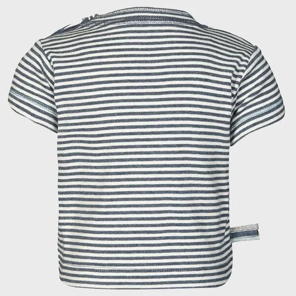 OrganicEra Baby S/S T-shirt Gestreift 'OrganicEra' aus Bio-Baumwolle, Indigo melange (blau), – Produktbild 2 von 4