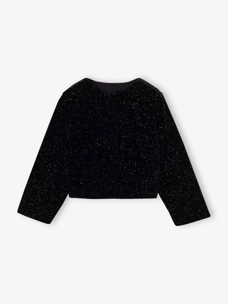 Vertbaudet Samt-Jacke mit Glitzereffekt Mädchen, Schwarz, – Produktbild 1 von 2