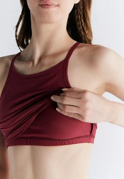 Leela Cotton Leela Cotton Damen Crop Tops Bio-Baumwolle mit integriertem Bustier Sport BH, Rosarot, – Produktbild 4 von 4