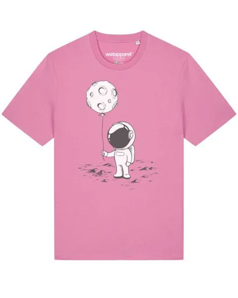 watapparel watapparel T-Shirt Unisex Kleiner Astronaut mit Luftballon, Bubble pink, – Produktbild 1 von 3