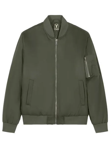 YTWOO YTWOO Klassische Unisex Bomberjacke aus 100% Recyceltem Polyester, Khaki, – Produktbild 1 von 4