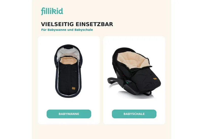 fillikid fillikid Fußsack Fillikid Winterfußsack Vegan Style Kunstfell Exclusiv, Schwarz, – Produktbild 5 von 5
