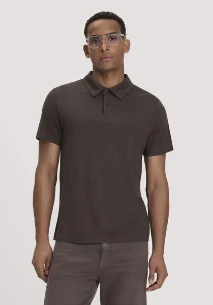 hessnatur hessnatur Wollshirt Polo Regular aus reiner Bio-Merinowolle, Kakao braun, – Produktbild 1 von 4
